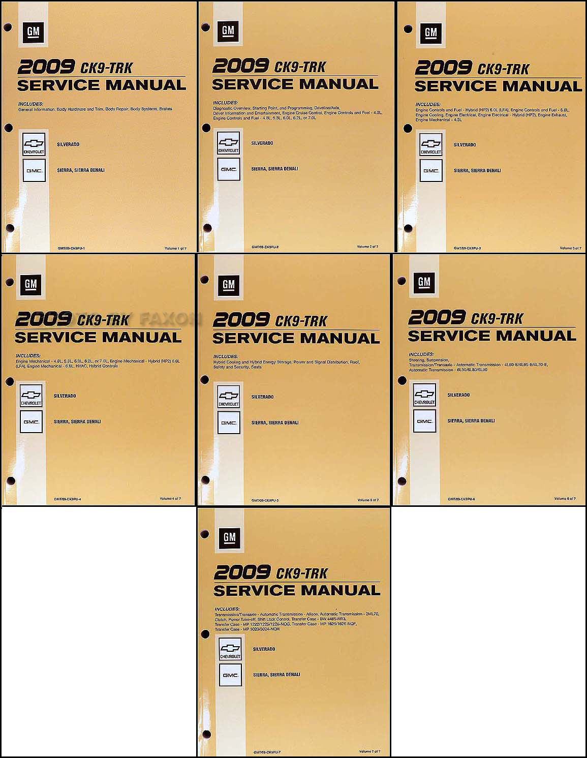 2009 Silverado and Sierra Repair Manual Original 7 Volume Set 
