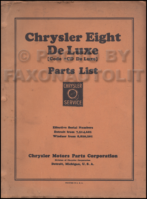 1931 Chrysler parts 1932