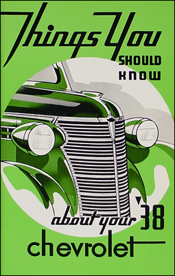 1938 Chevrolet Car Reprint Owner's Manual 38 Chevy Chevrolet