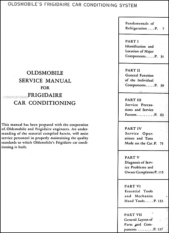1953 Olds Frigidaire Air Conditioning Repair Shop Manual ... 1951 olds wiring diagram 