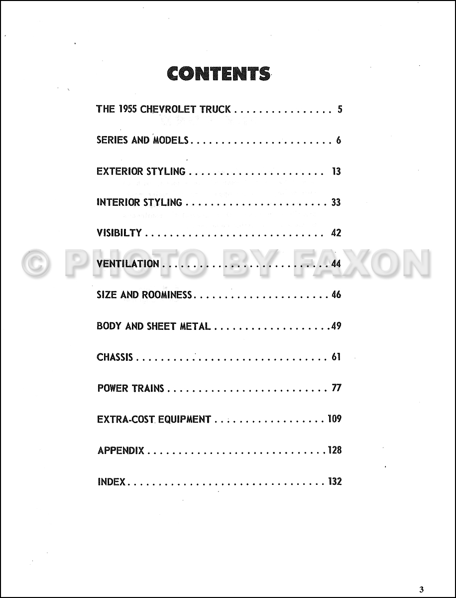 1955 Chevrolet Truck Engineering Features Manual Reprint Second Series
