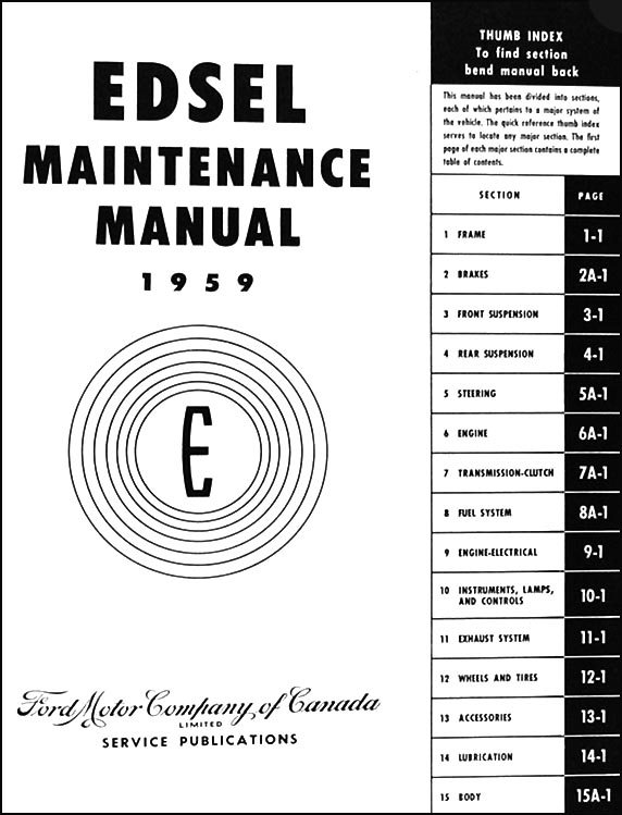 1959 Edsel Canadian Repair Shop Manual Original All Models universal auto wiring diagram book 