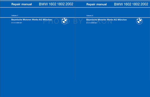1966-1976 BMW 1502 1600 1800 2000 2002 Repair Shop Manual Reprint 2 Vol Set BMW
