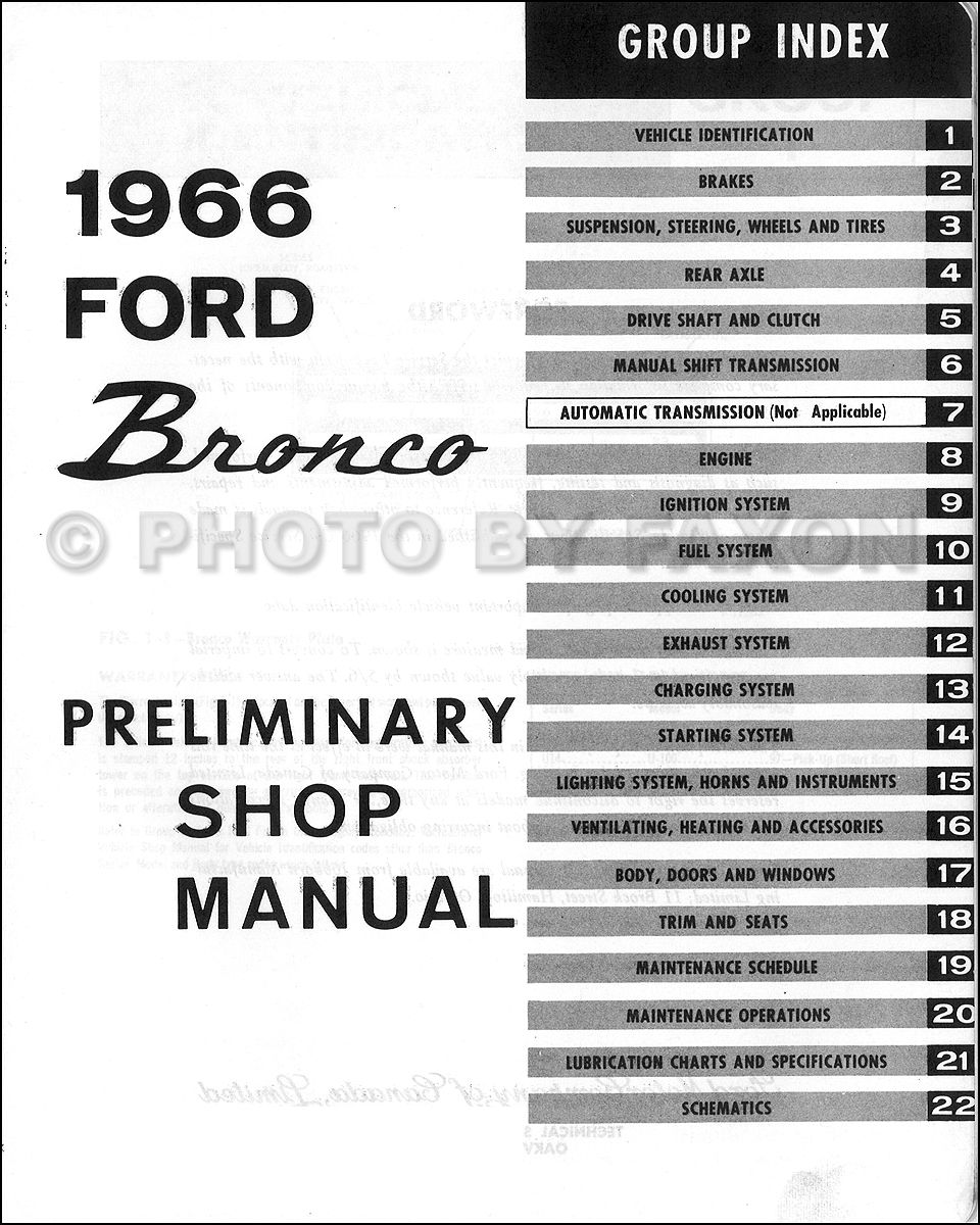 1966 Ford bronco repair manual