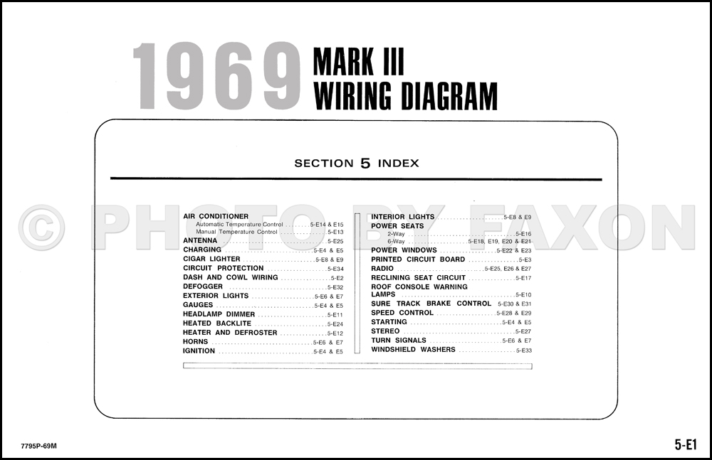 1969 Lincoln Mark Iii Factory Wiring Diagram Original