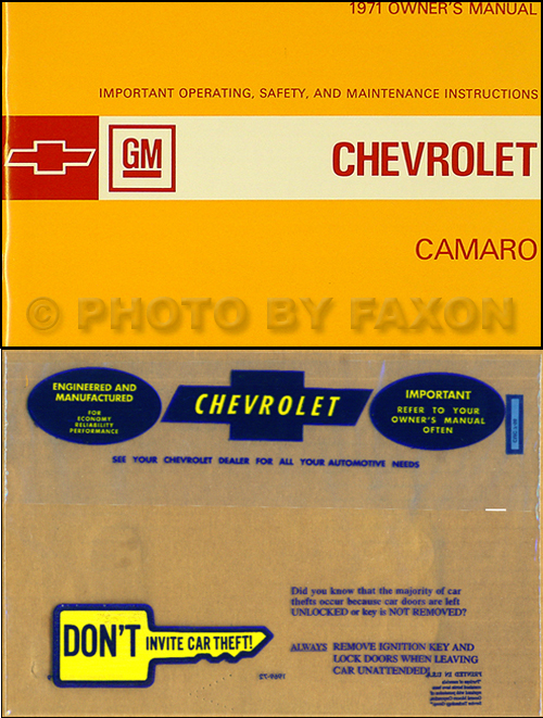 1971 Camaro Reprint Factory Assembly Manual Chevrolet