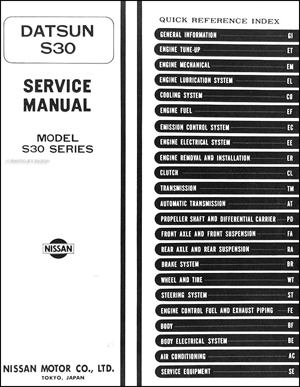 1974 Datsun 260Z Repair Shop Manual Original