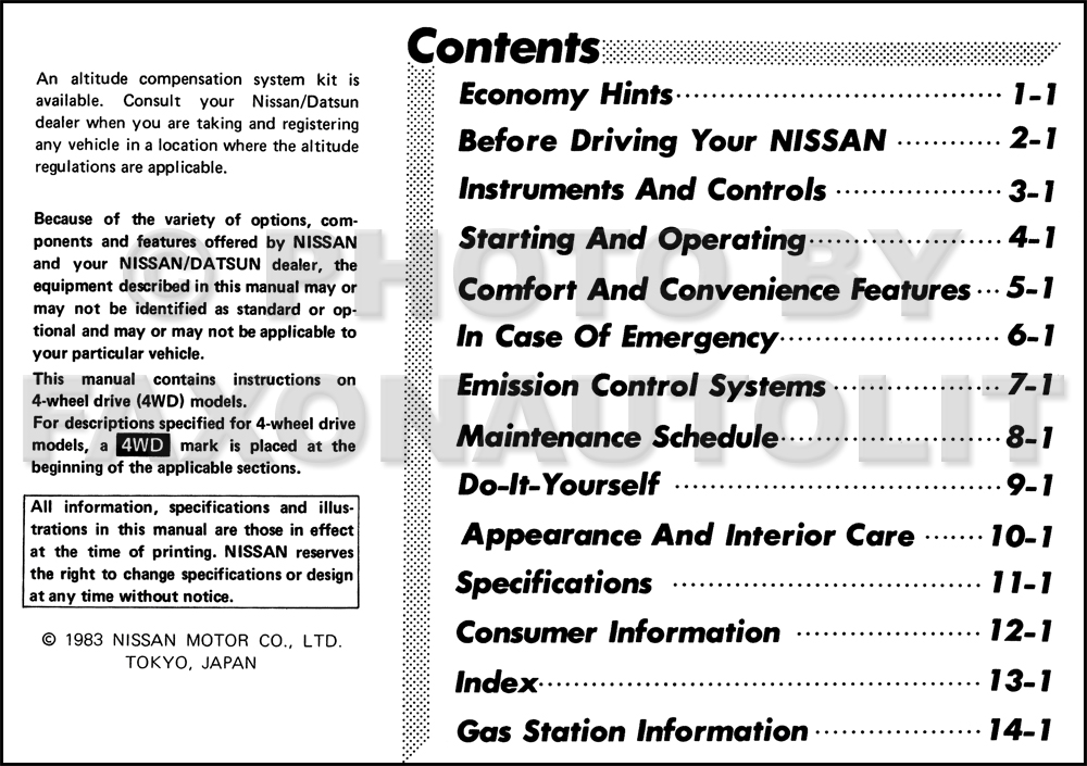 1984 Nissan pickup owners manual #8