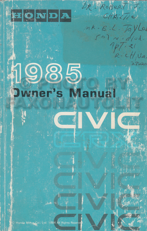 1985 Honda civic owners manual #3