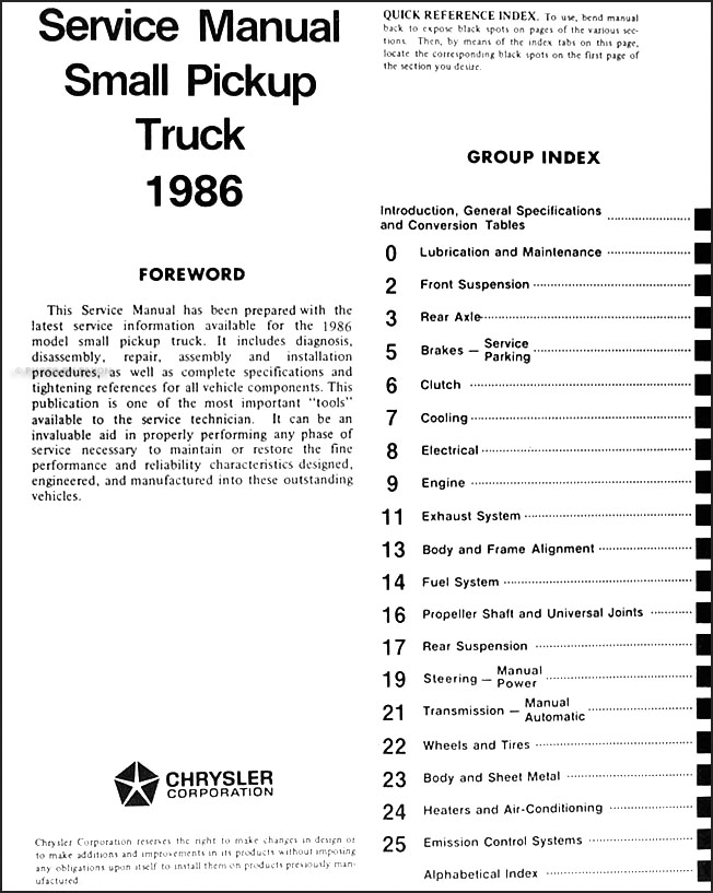 1986 Dodge Ram 50 Truck Repair Shop Manual Original
