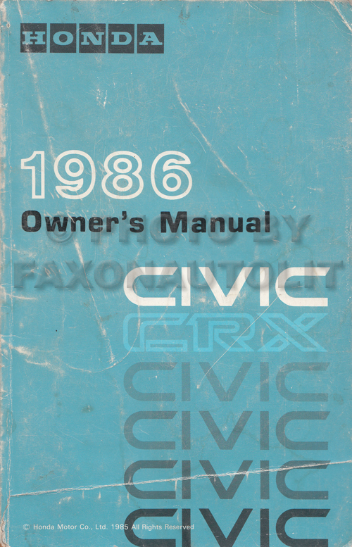 1986 Honda crx si owners manual #4