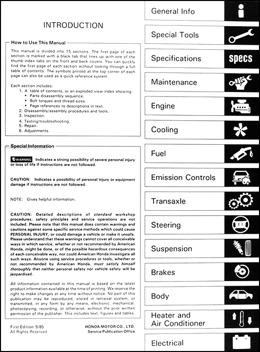 1986 Honda crx repair manual #4