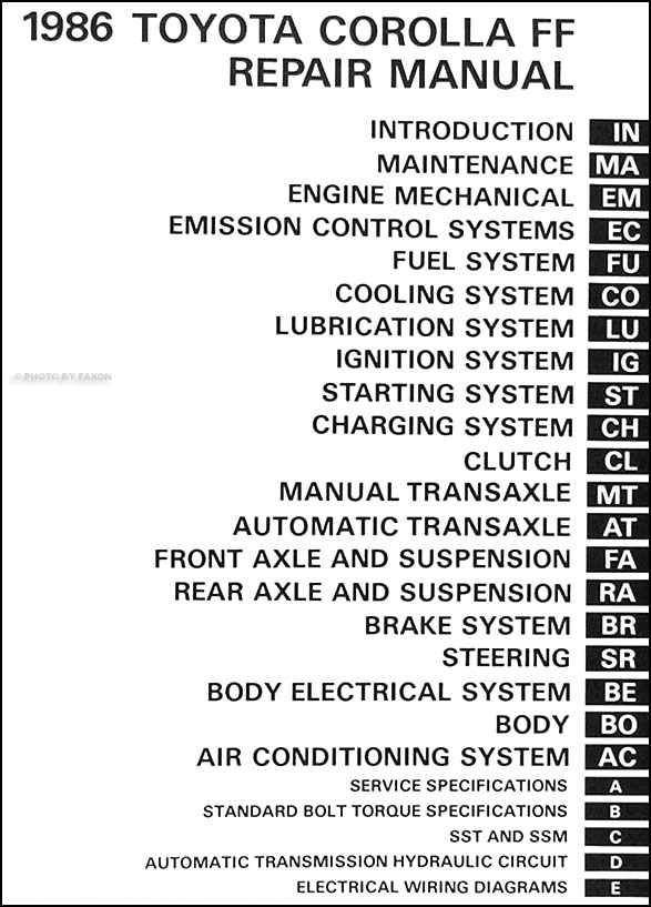 1986 Toyota corolla repair manual