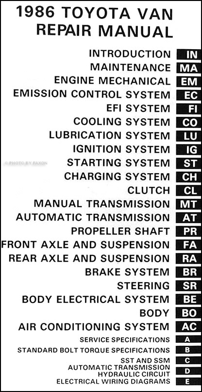 1986 toyota van factory service manual #7