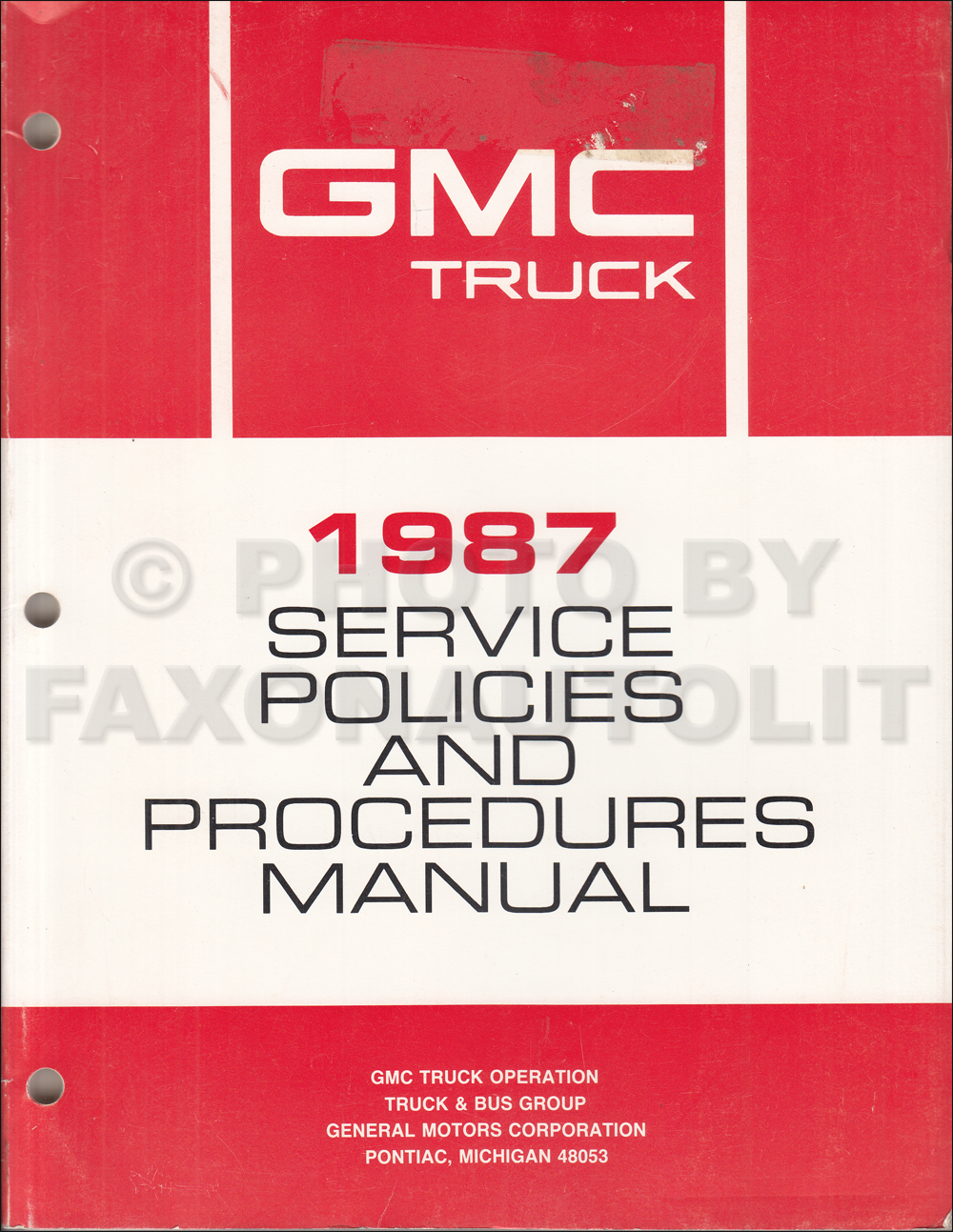 1987 Chevy/GMC P Forward Control Wiring Diagram Motorhome and Stepvan