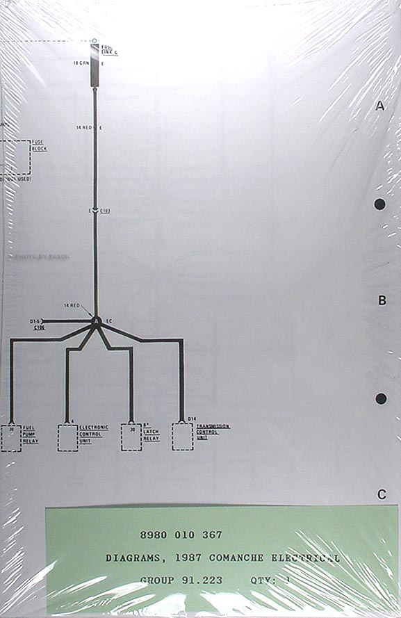 1987 jeep cherokee wagoneer original wiring diagram schematic