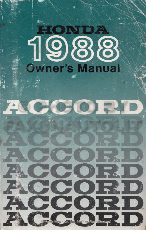 1988 Honda accord lx owners manual