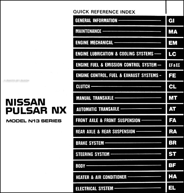 1988 Nissan pulsar repair manual #10