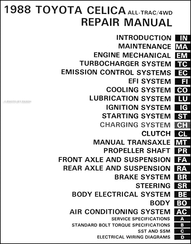 1988 toyota celica repair manuals #4