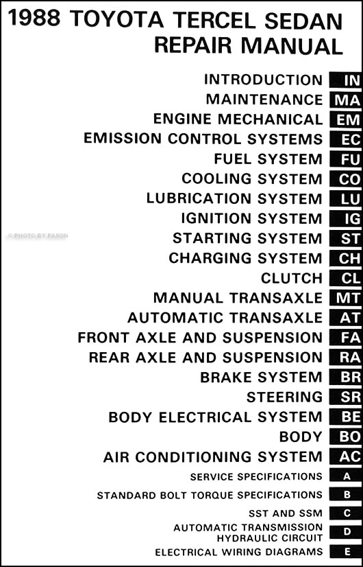 1988 toyota tercel repair manual #2