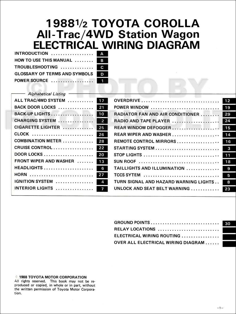 1997 toyota corolla wiring diagram manual original