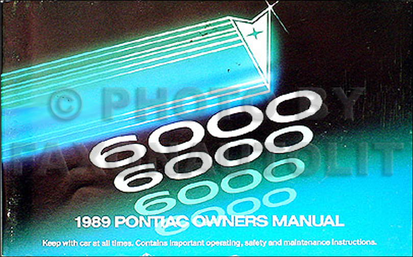 1989 Pontiac 6000 Owners Manual Pontiac