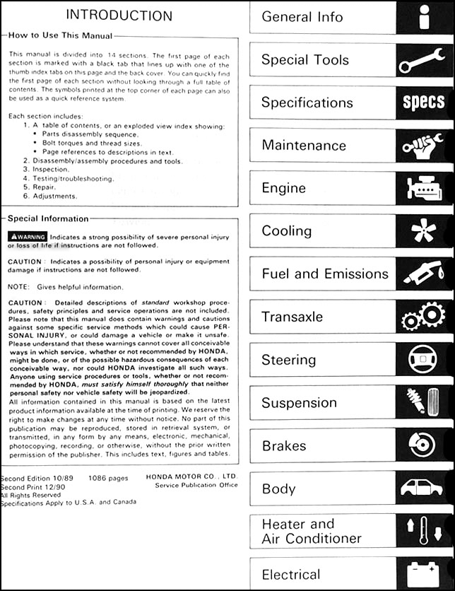 1990 Honda accord maintenance manual #4