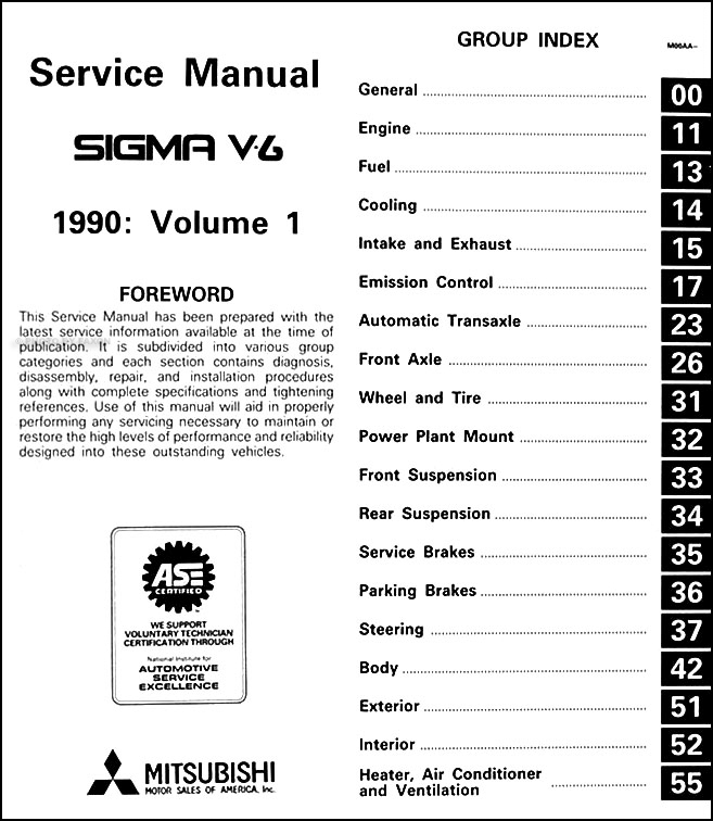 1990 Mitsubishi Sigma V6 Repair Shop Manual Original