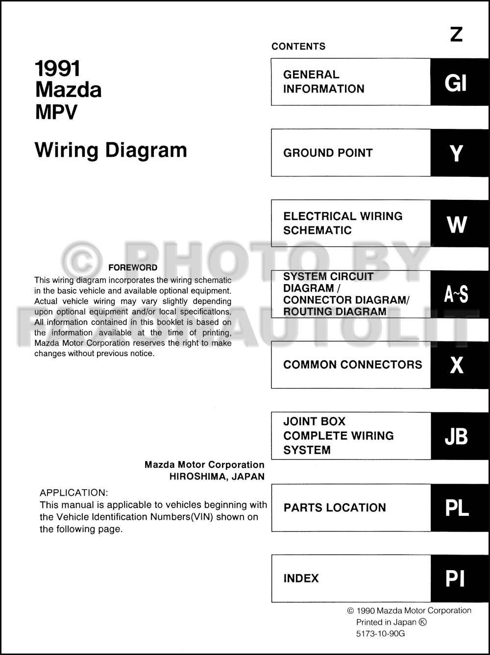 1991 Mazda Mpv Wiring Diagram Manual Original