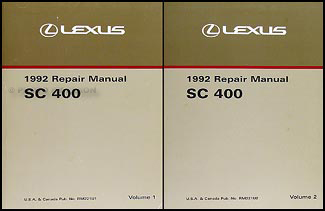 1992 Lexus SC 400 Repair Shop Manual Original 2 Volume Set SC400 Lexus