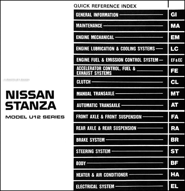 1992 Nissan stanza factory service manual #6