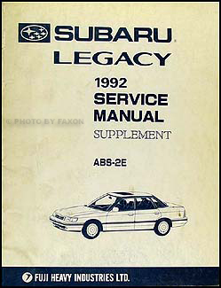 1992 Subaru Legacy ABS-2E Brakes Repair Shop Manual Original Supplement Subaru