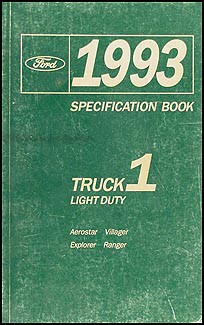 1993 Service Specs Book Original Ranger Explorer Aerostar Villager Ford