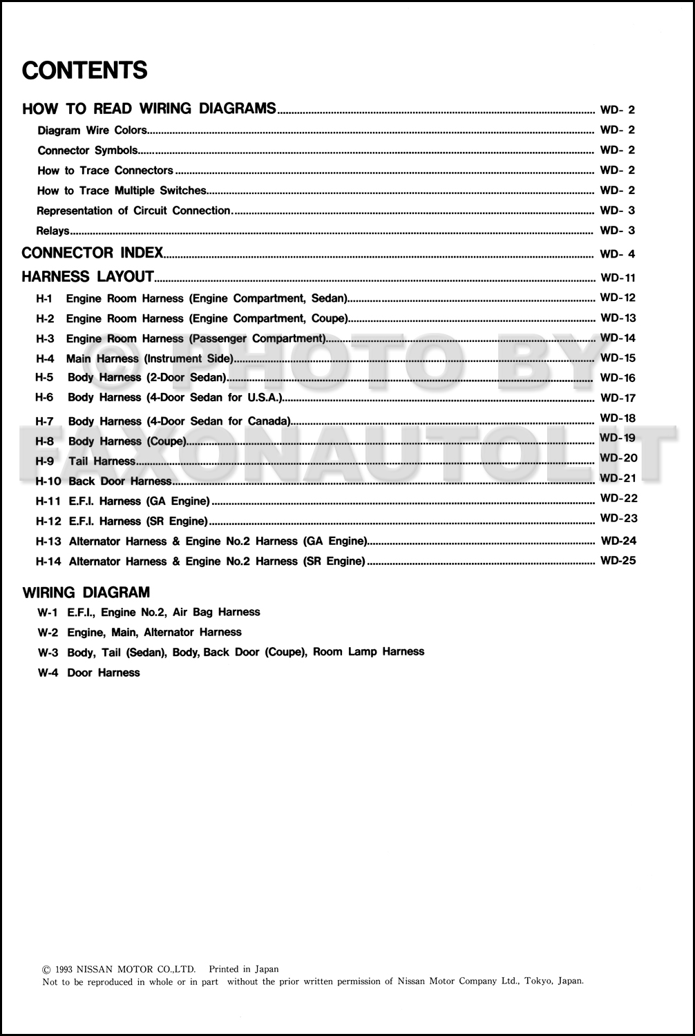 1993 Nissan Sentra And Nx Wiring Diagram Manual Original