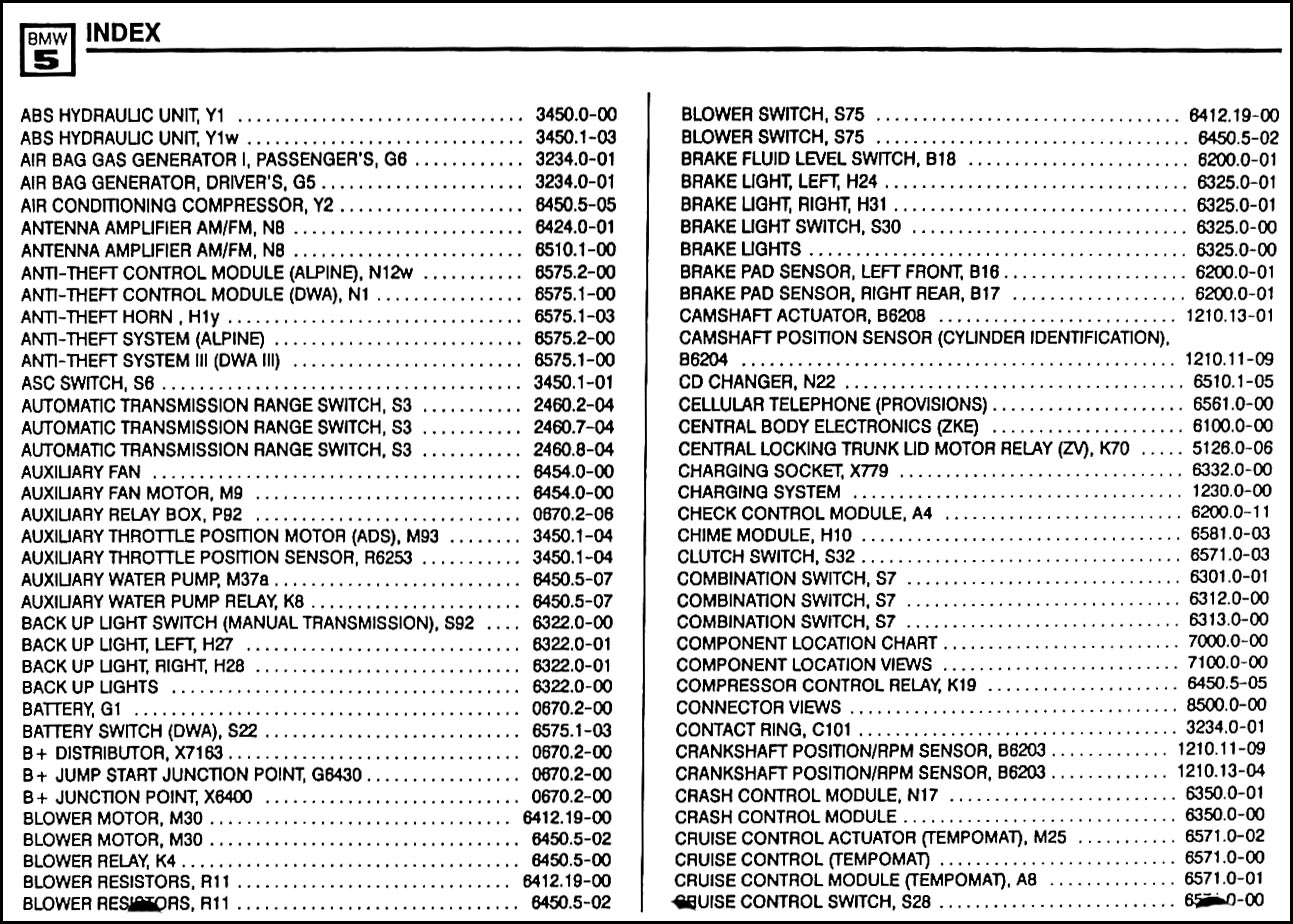 1995 Bmw 525i 525it 530i 530it 540i Electrical