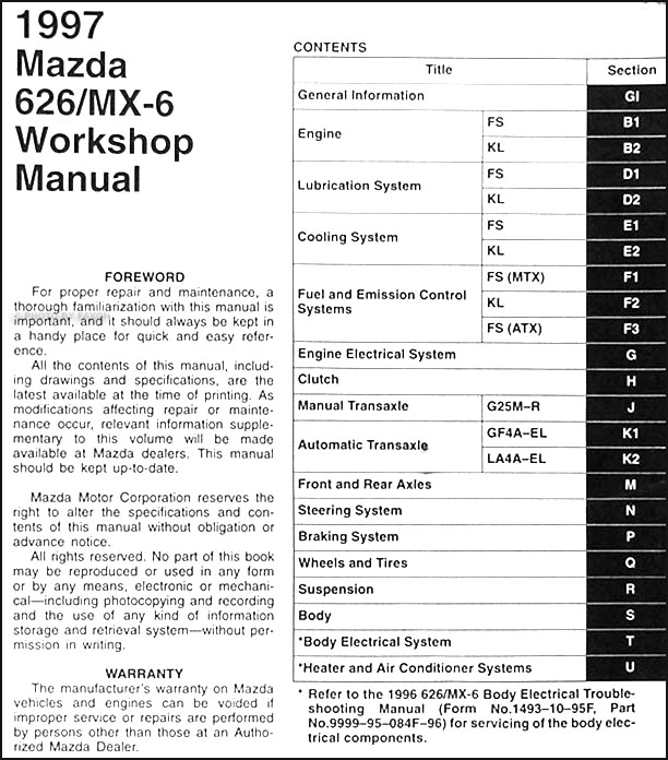 Mazda 626 Shop Manual