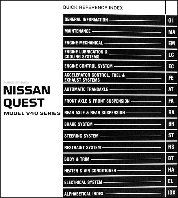 1997 Nissan quest owners manual #10