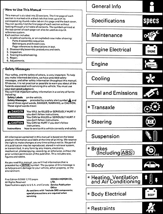 Honda accord automotive repair manual 1998 thru 2002 #4