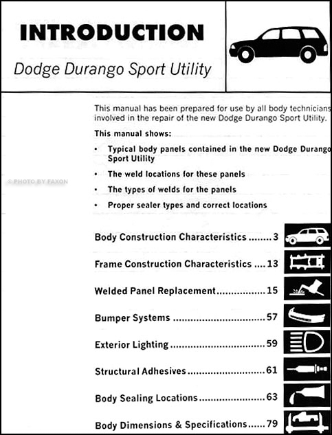 DODGE DURANGO 1998 1999 REPAIR MANUAL