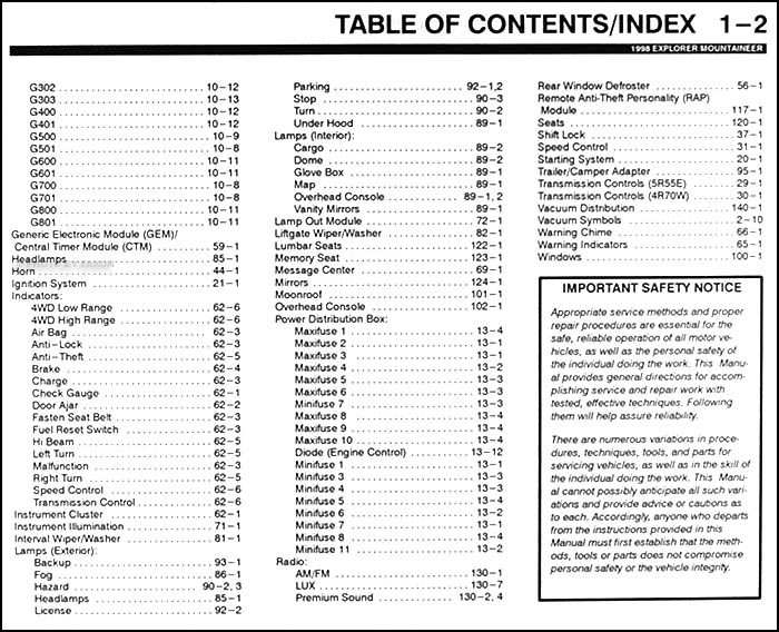 1998 Ford explorer user manual #2