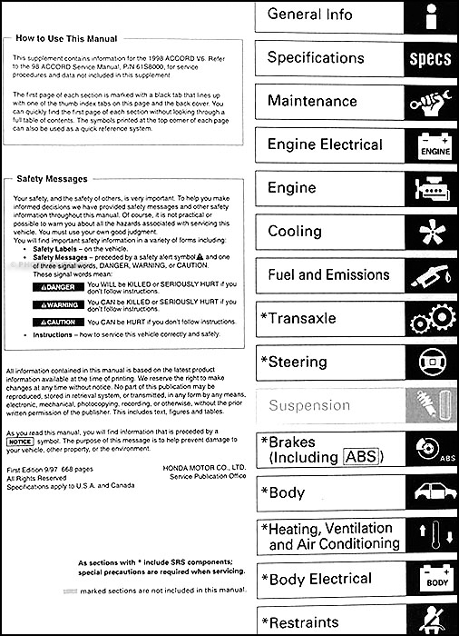 1998 Honda accord v6 repair manual #6
