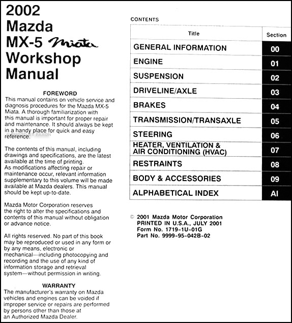[DIAGRAM] 1997 Mazda Mx 5 Miata Service Shop Repair Manual
