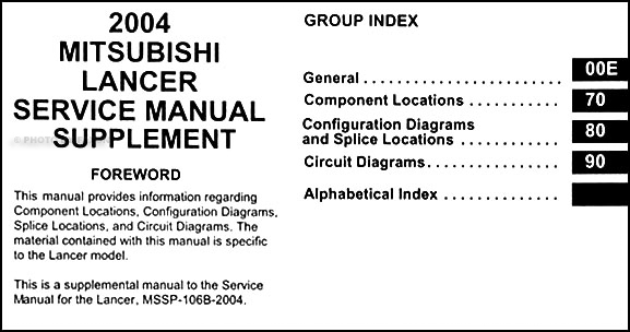 2004 Mitsubishi Lancer Wiring Diagram Manual Original