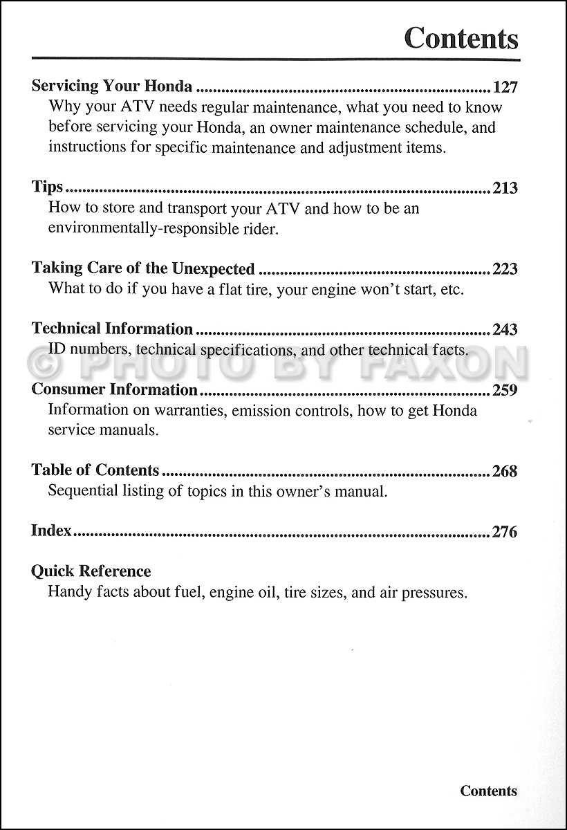 2005 Honda rubicon owners manual