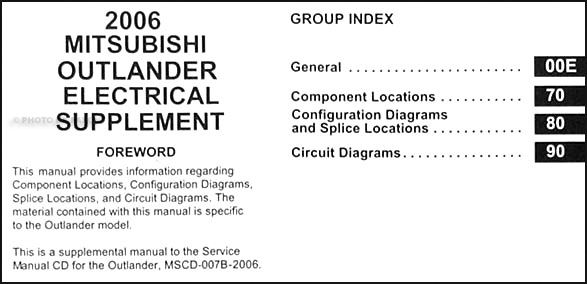 2006 Mitsubishi Outlander Wiring Diagram Manual Original