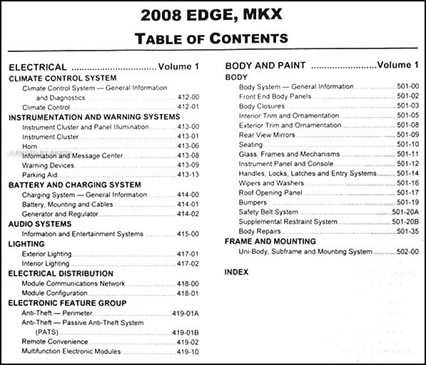 2008 Ford Edge and Lincoln MKX Repair Shop Manual 2 Volume ... 1947 ford wiring diagram 