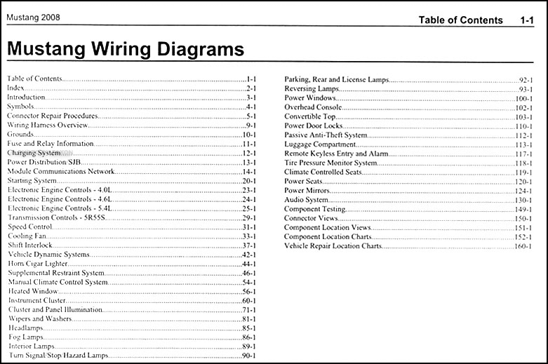 2008 Ford Mustang Wiring Diagram Manual Original
