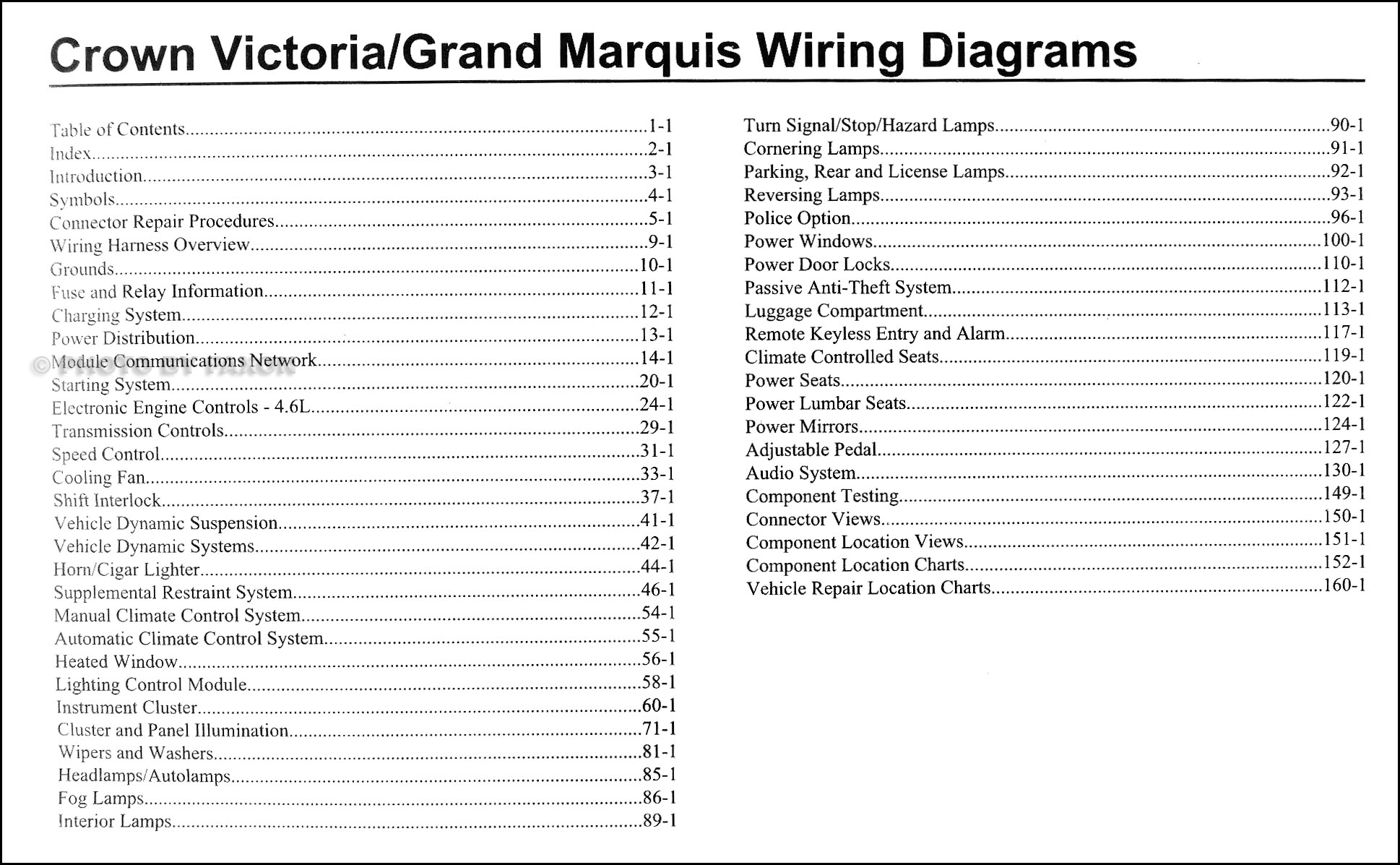 2009 Crown Victoria  U0026 Grand Marquis Original Wiring