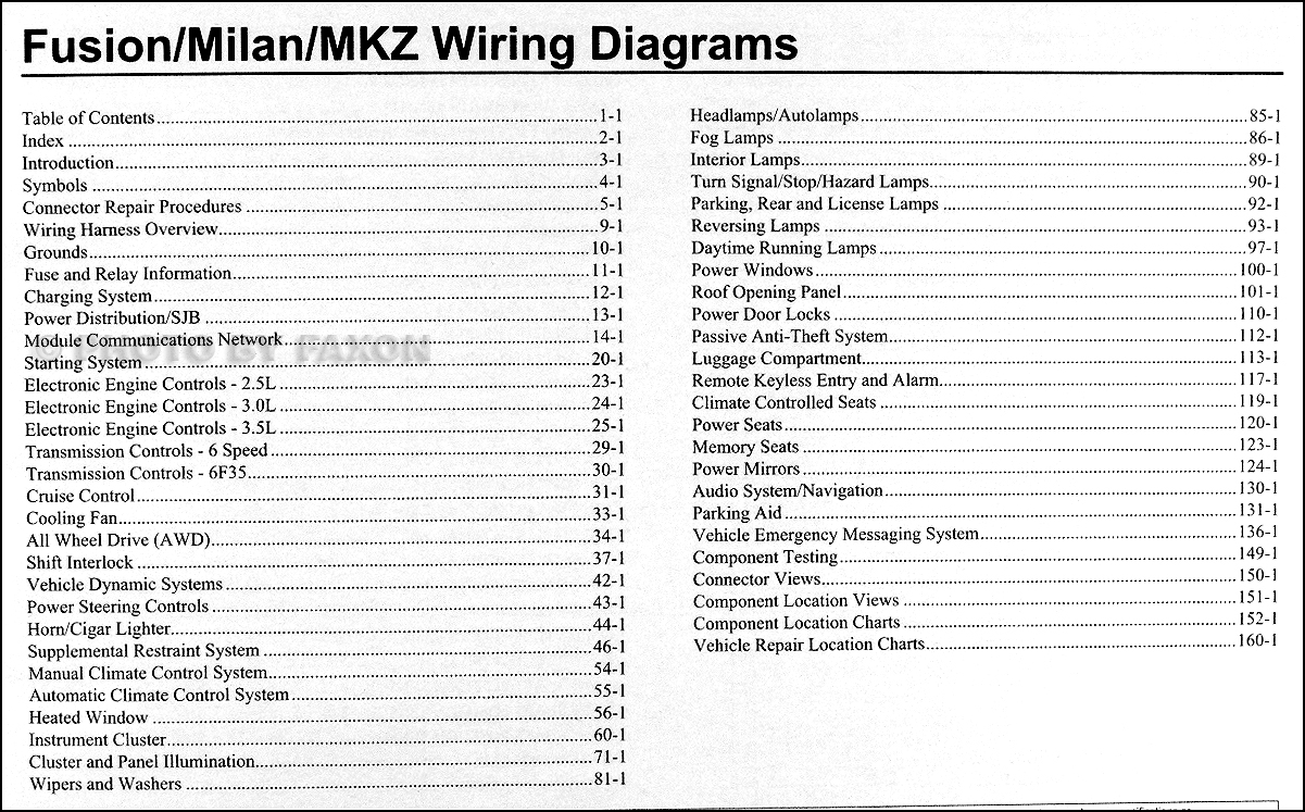 2010 Fusion Milan Mkz Wiring Diagram Manual Original