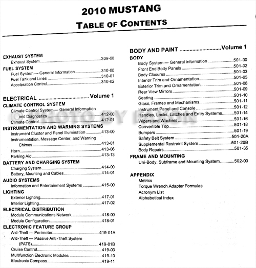 2010 ford mustang service manual